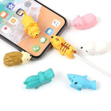 Load image into Gallery viewer, Dropshipping 1pcs Protector for Iphone cable Winder Phone holder Accessory chompers rabbit dog cat Animal doll model funny